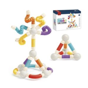 Set de construire magnetic FunBlast – bastonașe flexibile + bile magnetice