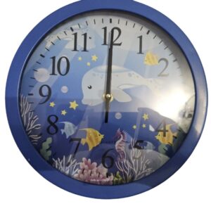 Ceas de perete pentru copii cu tematica marina, albastru – Decor educativ pentru camera copilului