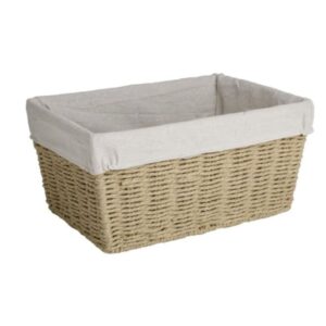 Cos de Depozitare Impletit cu Tesatura Bej 34x24x16,5cm