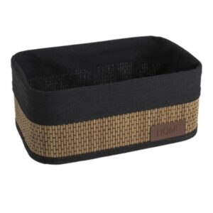 Cosulet de Depozitare din Bambus cu Tesatura Neagra Home 28x18x12cm