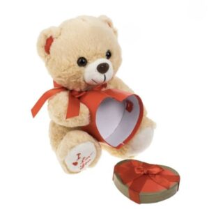 Ursulet de Plus Bej in Cutie Cadou Inima 25cm