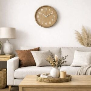 Ceas de perete decorativ din lemn natur, design minimalist – Ideal pentru cadou