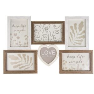Rama foto multipla Love cu inimioara teddy, din lemn – Decor elegant, ideal pentru cadou