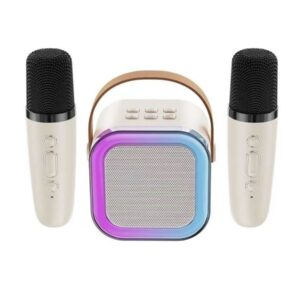 Set karaoke portabil K12 – Boxa portabila + 2 microfoane, Bluetooth, USB/TF, lumini RGB