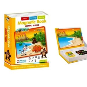 Carte Magnetica Educativa cu Animale – Magnetic Book Animal Puzzle, 62 magneti si 19 carduri, joc Montessori pentru copii 3+ ani