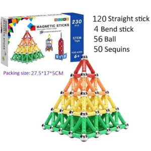 Set magnetic constructie STEM WITKA 230 piese – Joc educativ cu bete si bilute magnetice pentru copii 6+