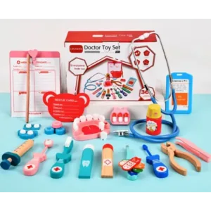 Joc de rol Montessori Doctor Dentist – Trusa medicala stomatolog cu 20 accesorii educative pentru copii 3+